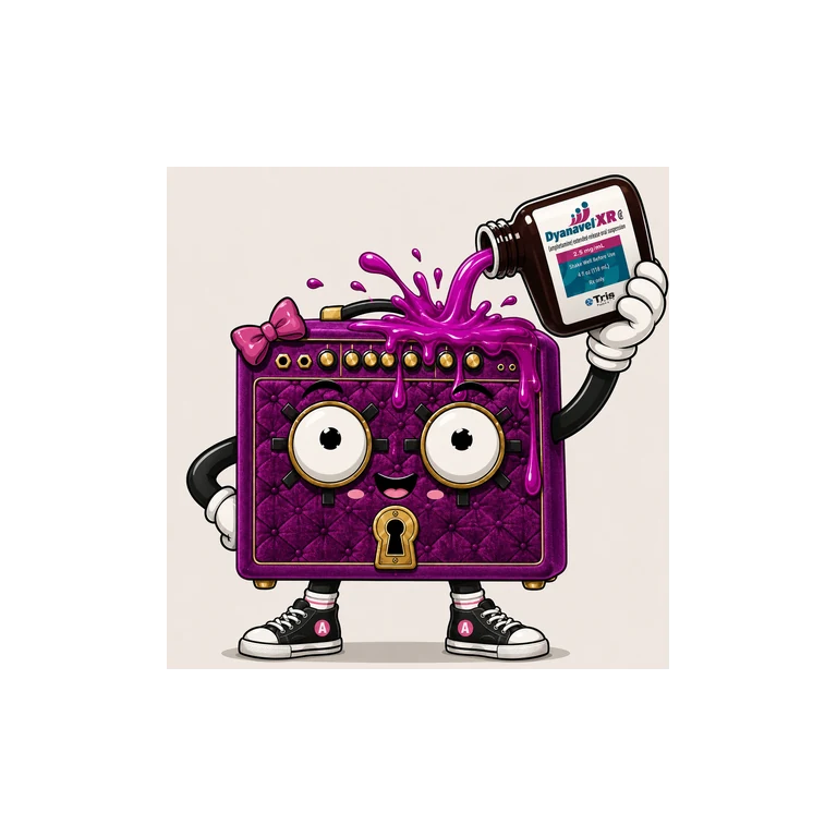 Amphetamine XR suspension DYANAVEL XR mascot mnemonic cartoon