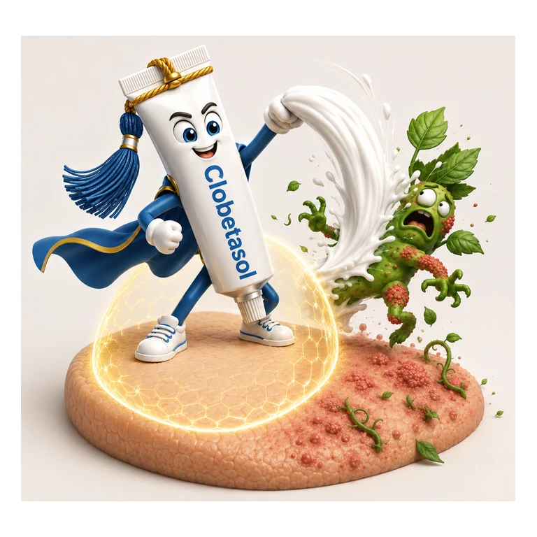 Clobetasol TEMOVATE mascot mnemonic cartoon