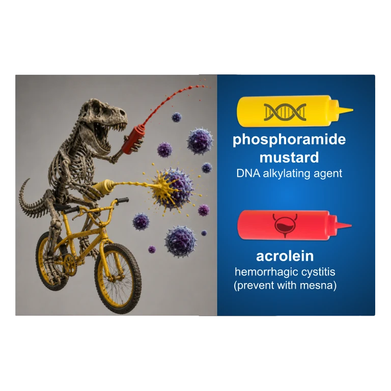 Cyclophosphamide mascot — mnemonic cartoon