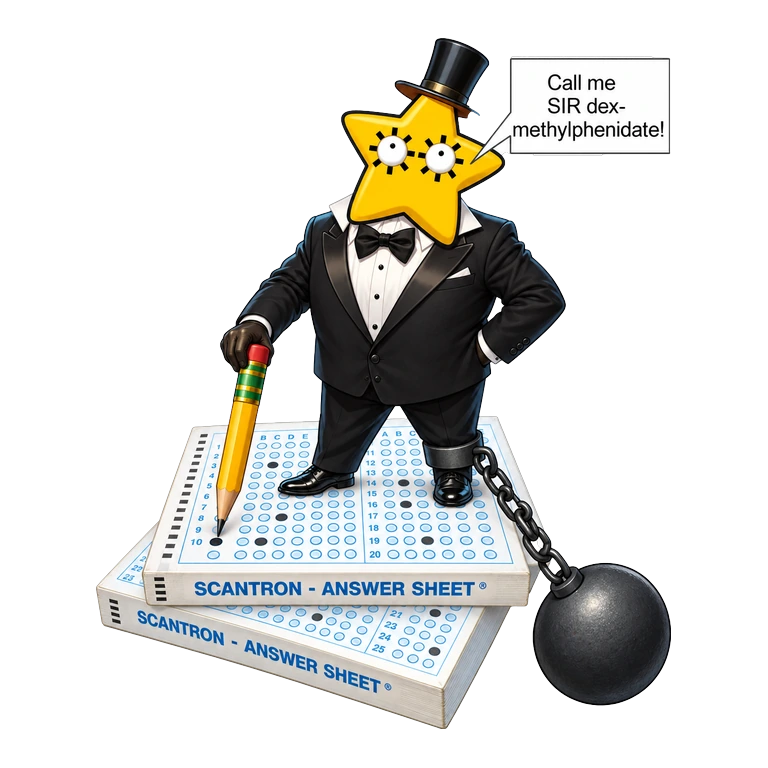 Dex methylphenidate mascot mnemonic cartoon