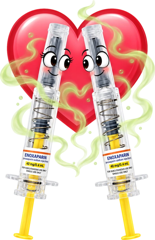 Enoxaparin LOVENOX mascot mnemonic cartoon