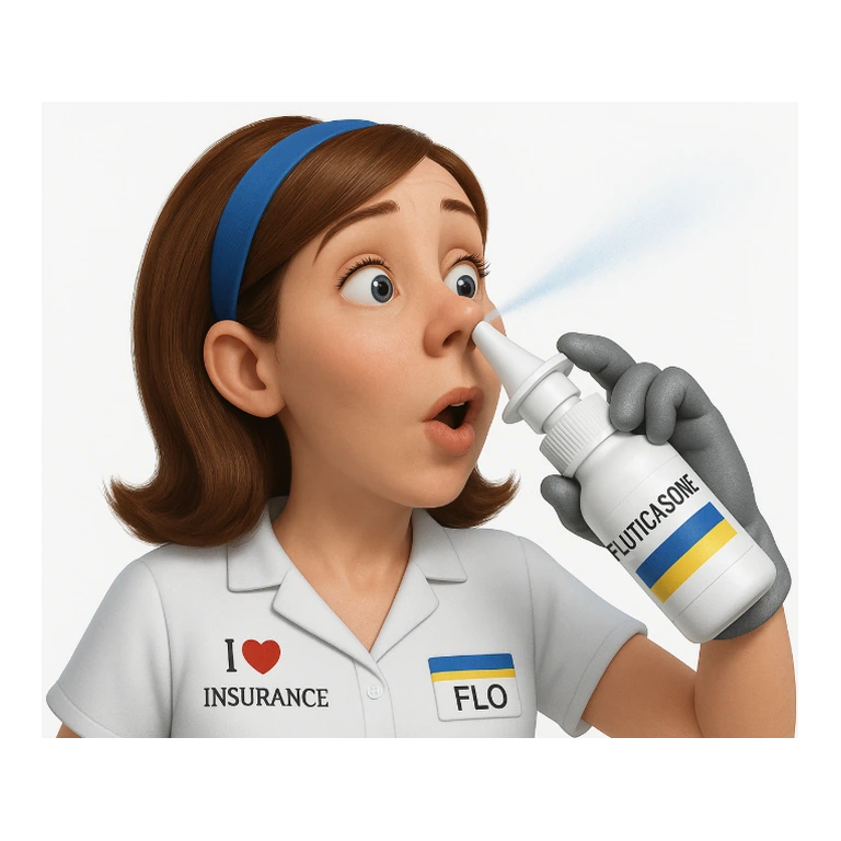 Fluticasone nasal FLONASE mascot mnemonic cartoon