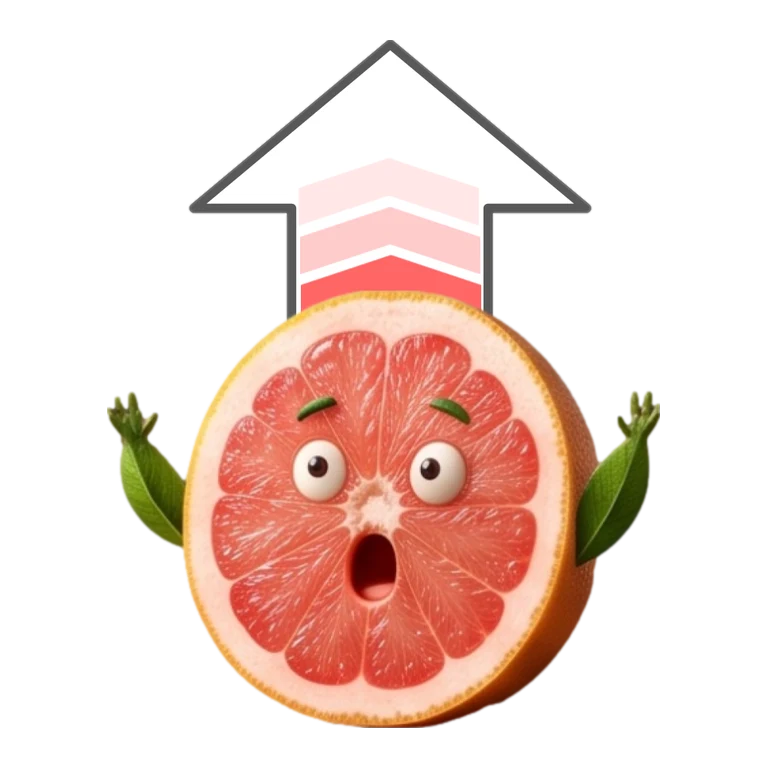 Grapefruit juice (furanocoumarin) mascot mnemonic cartoon