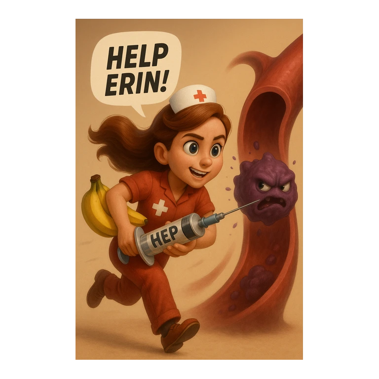 Heparin mascot mnemonic cartoon
