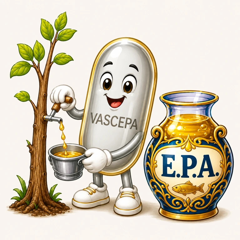Icosapent ethyl VASCEPA mascot mnemonic cartoon