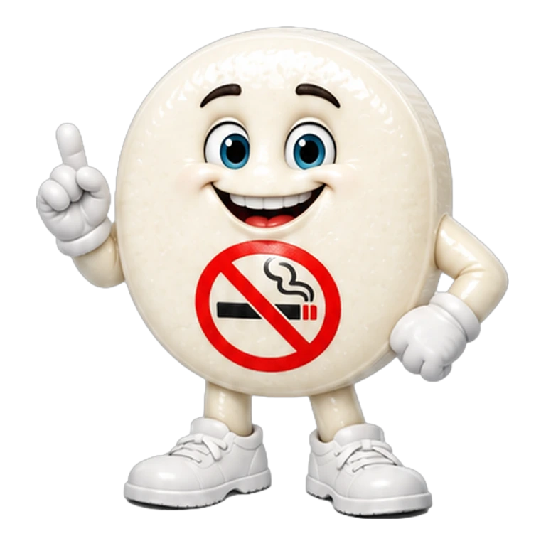 Nicotine lozenge NICORETTE mascot mnemonic cartoon