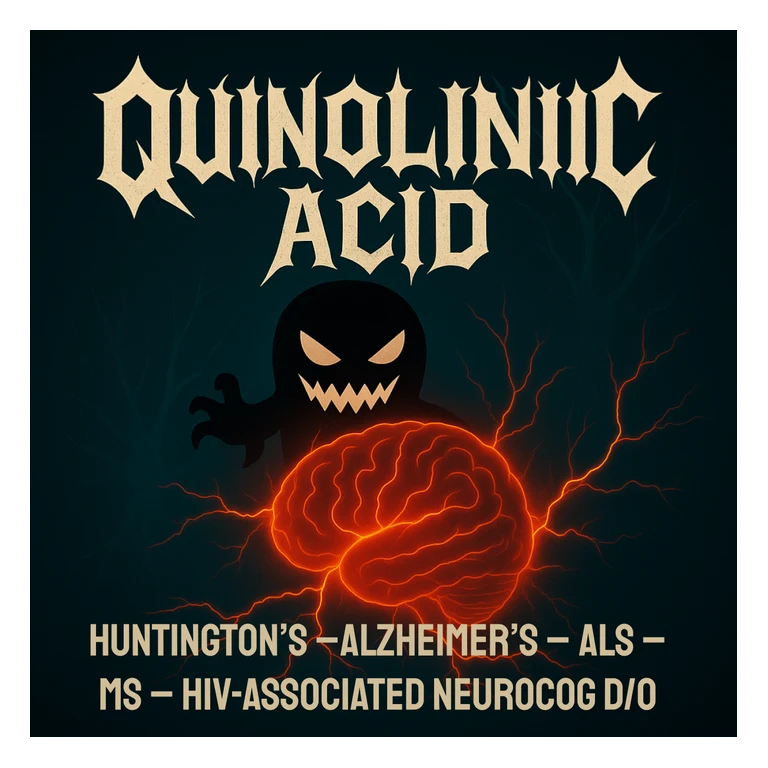 Quinolinic acid QUIN mascot mnemonic cartoon