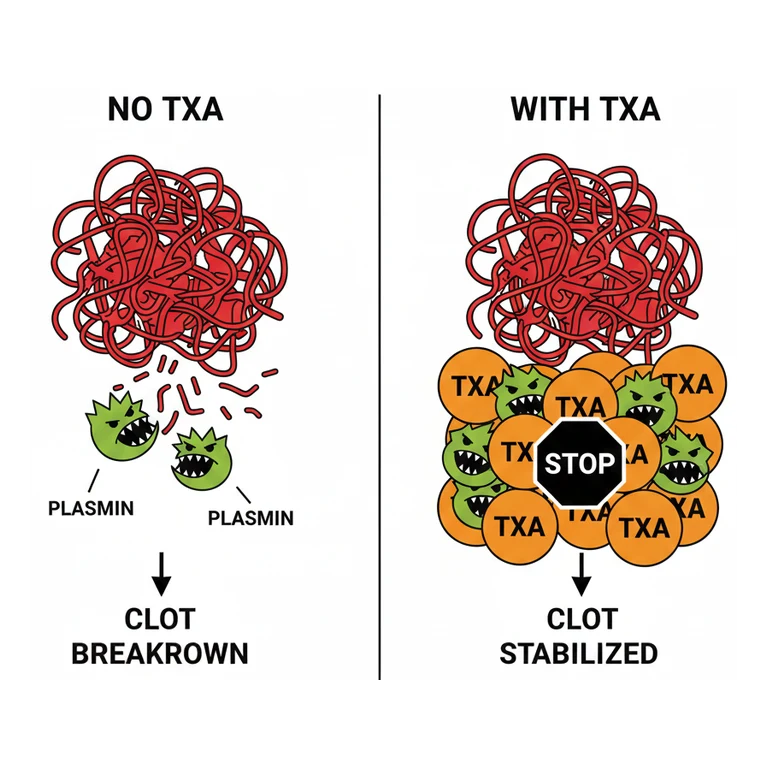 Tranexamic acid CYKLOKAPRON mascot mnemonic cartoon