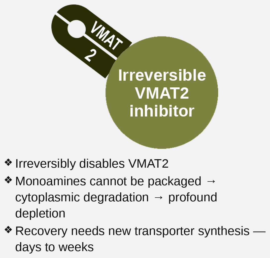 Irreversible VMAT2 inhibitor mechanism card