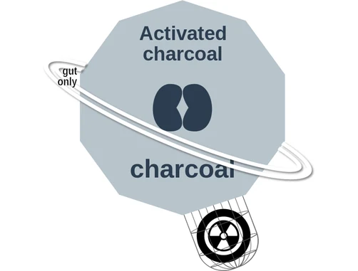 Activated charcoal ballicule — decagon mechanism diagram