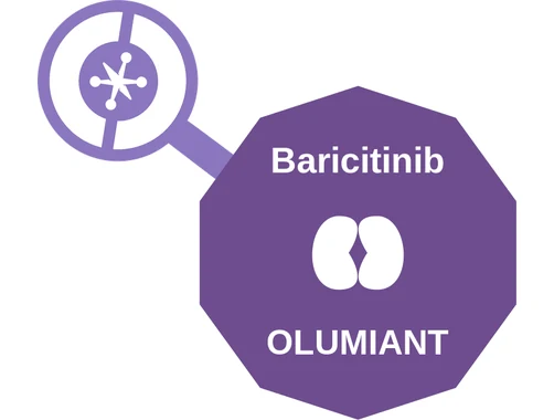 Baricitinib ballicule: receptor binding, kinetics and half-life diagram