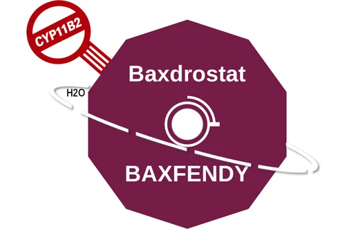 Baxdrostat ballicule: receptor binding, kinetics and half-life diagram