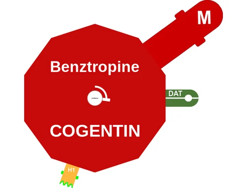 Benztropine ballicule — decagon mechanism diagram