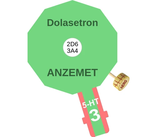 Dolasetron ballicule: receptor binding, kinetics and half-life diagram