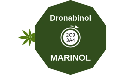 Dronabinol ballicule: receptor binding, kinetics and half-life diagram