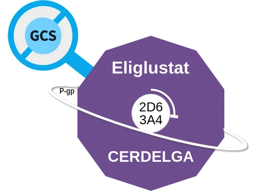 Eliglustat ballicule: receptor binding, kinetics and half-life diagram