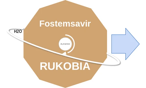 Fostemsavir ballicule: receptor binding, kinetics and half-life diagram