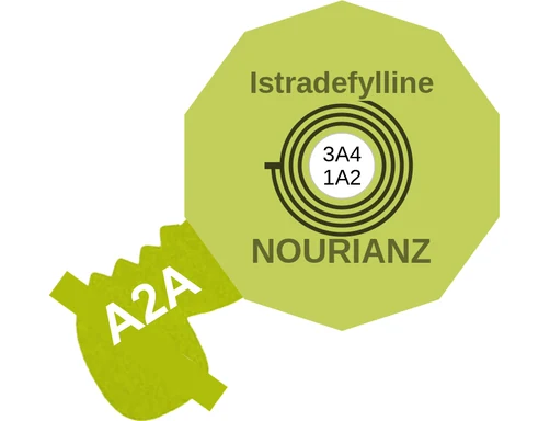 Istradefylline ballicule — decagon mechanism diagram