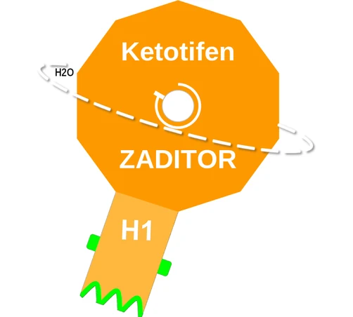 Ketotifen ballicule — decagon mechanism diagram