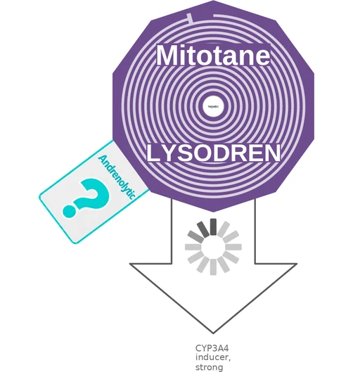 Mitotane ballicule: receptor binding, kinetics and half-life diagram