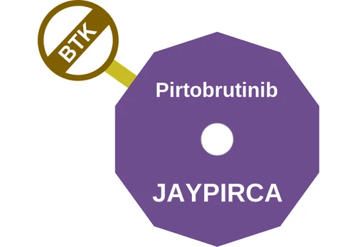 Pirtobrutinib ballicule: receptor binding, kinetics and half-life diagram