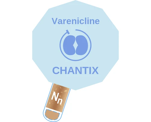 Varenicline ballicule: receptor binding, kinetics and half-life diagram
